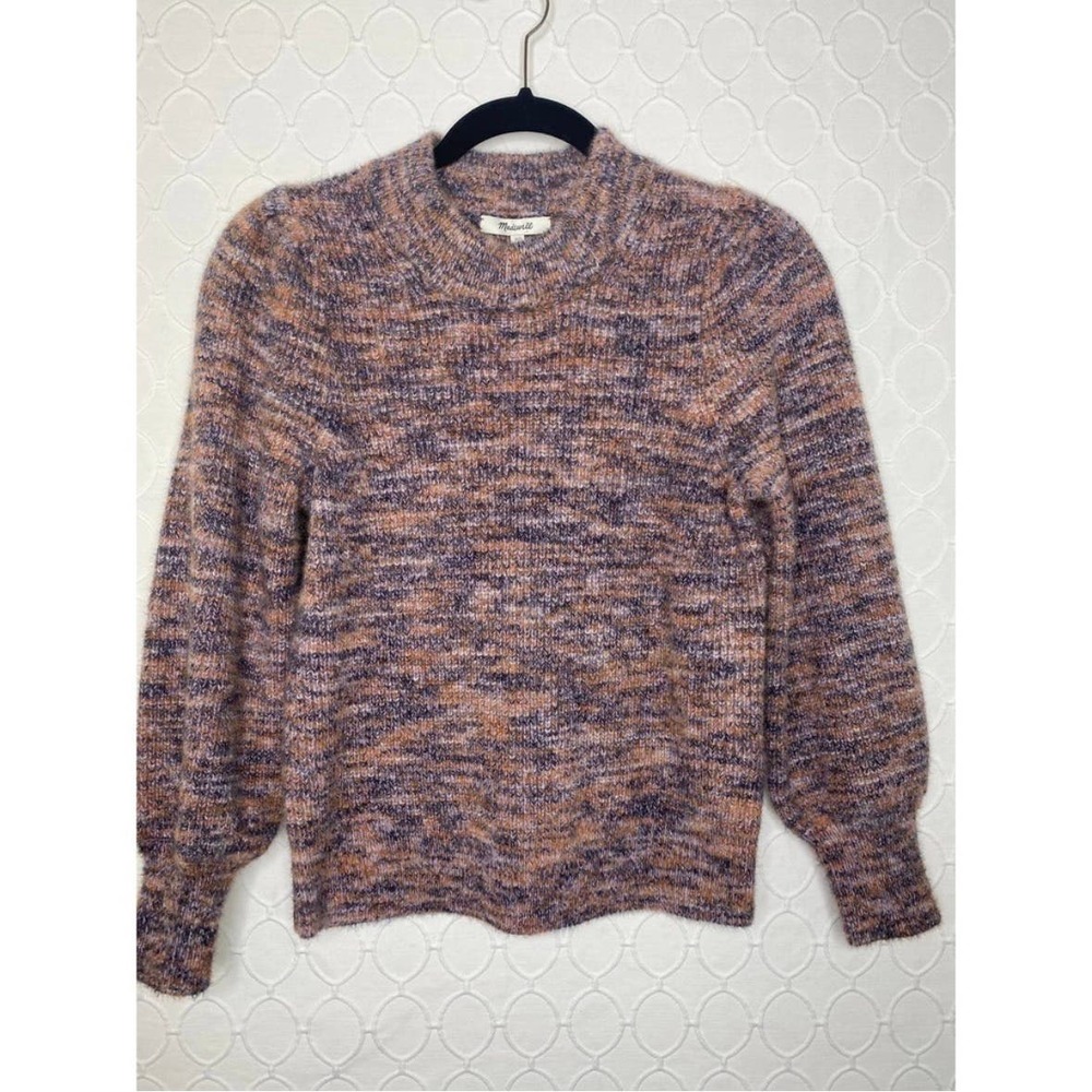 Madewell Space Dyed Eaton Puff-Sleeve Sweater Mock Neck Size XS NWT - Picture 7 of 10